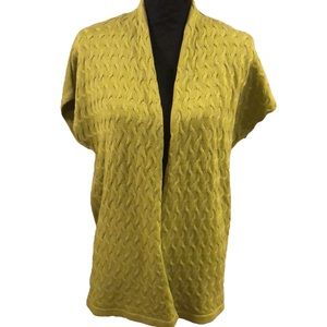 KASPER OPEN FRONT SHORT SLEEVE KNIT CARDIGAN PALM GREEN SIZE LARGE NEW WITH TAGS
